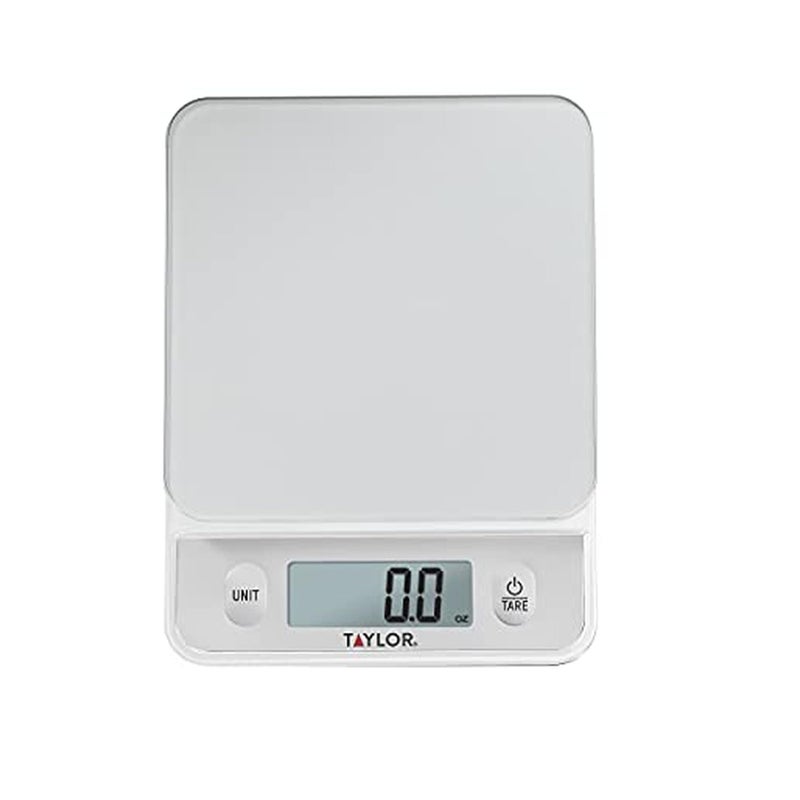Taylor Glass Top Food Scale with Touch Controls, 11 lb Capacity, Sleek Silver Design, Accurate and Easy-to-Use Scale for Cooking and Baking - Image 1